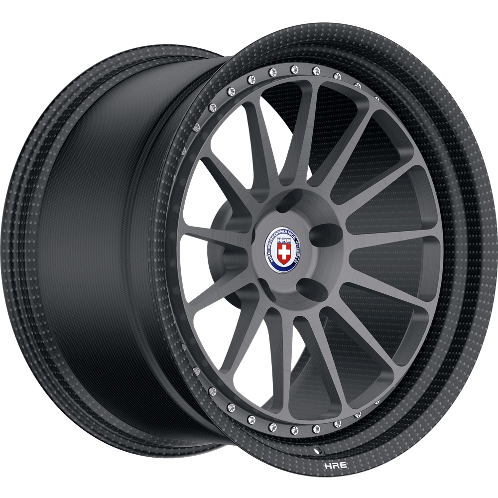 HRE 303 CRBN 2-piece forged wheel — 3/4 angle render