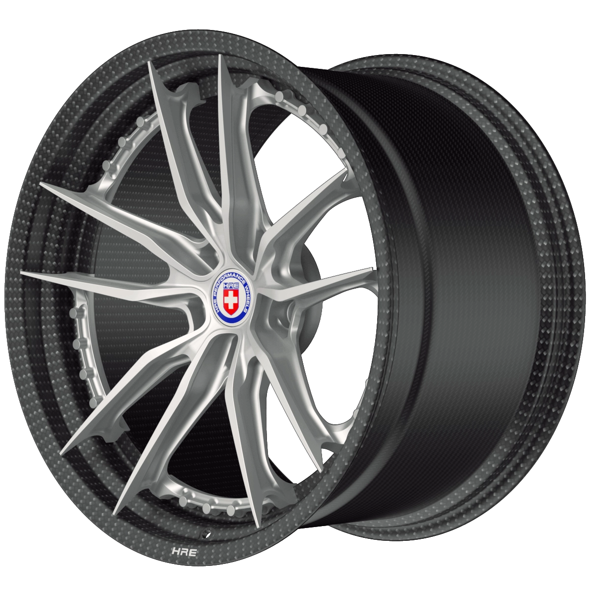 HRE Performance Wheels HX104 CRBN 2-piece forged wheel - 3/4 angle render