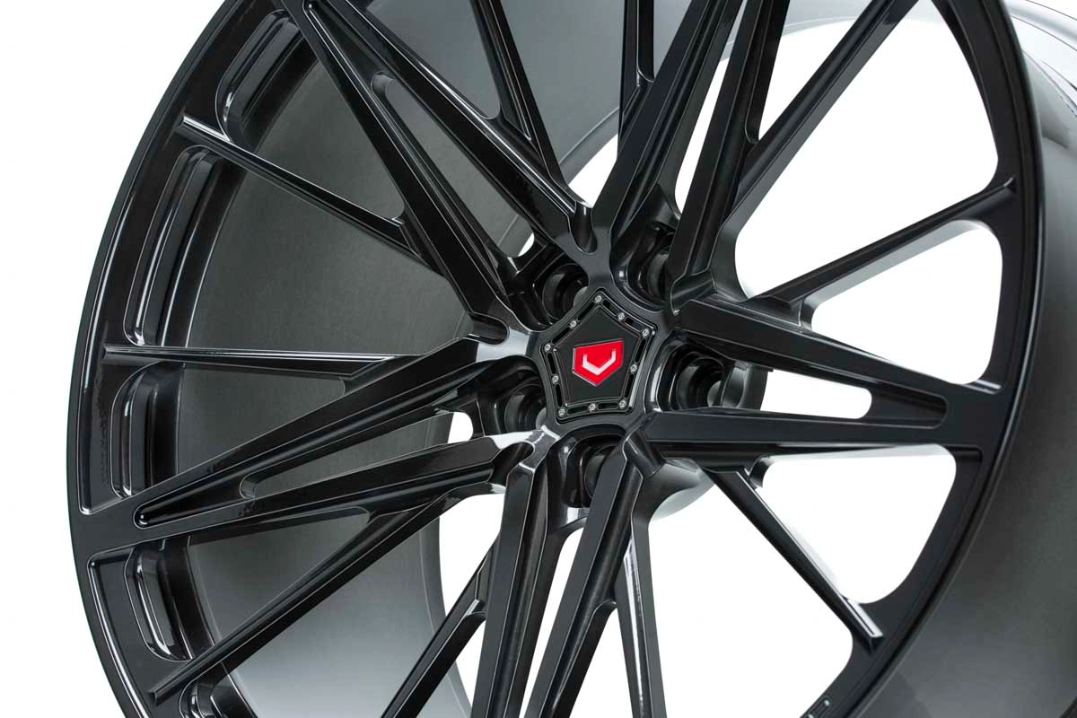 Vossen M-X6 forged monoblock wheel in Dark Smoke - spoke detail close-up