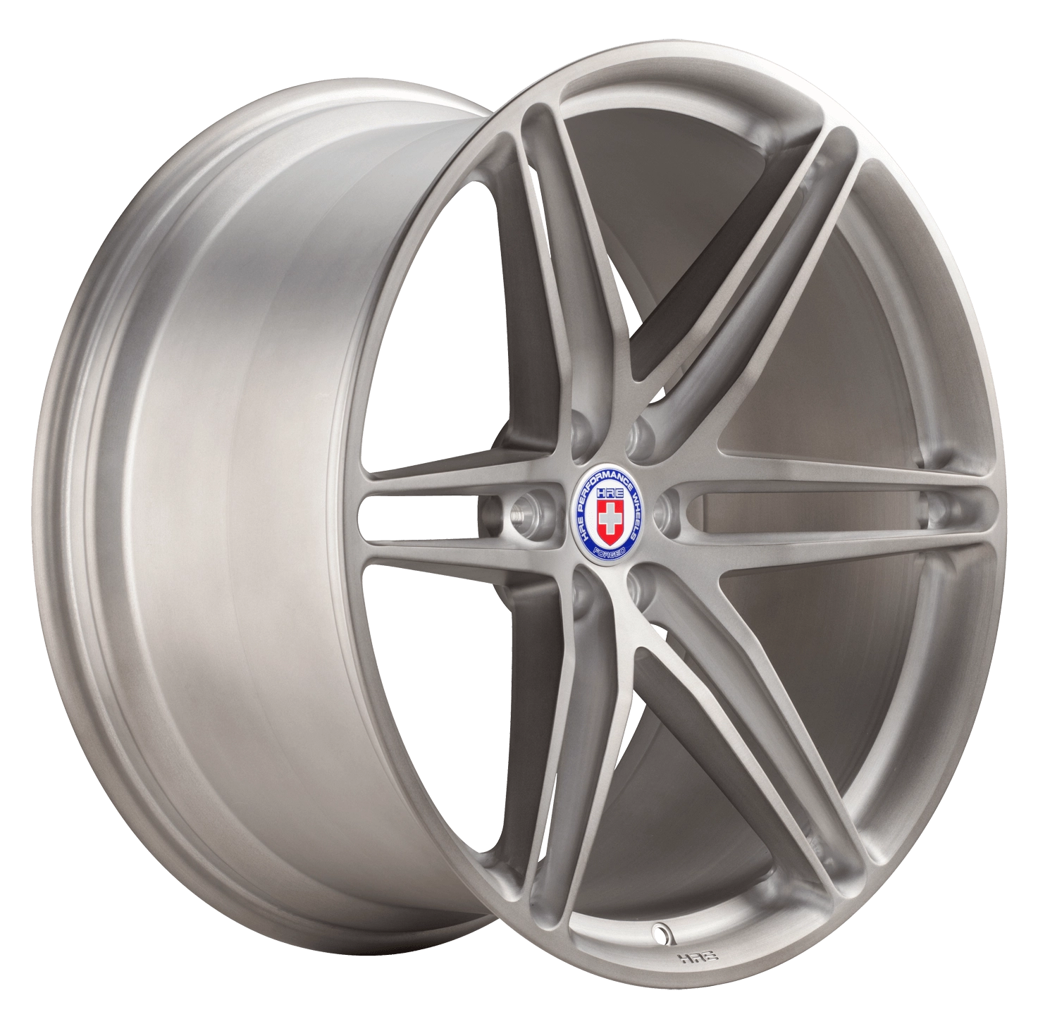 HRE P106 forged monoblock wheel - 3/4 angle render in Frozen Dark Clear