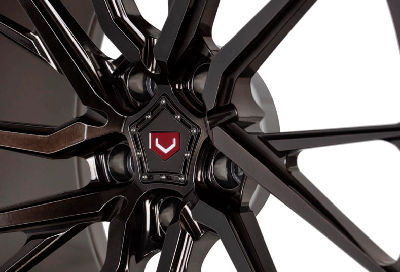 Vossen M-X4T in Denim Blue on vehicle - rear three-quarter