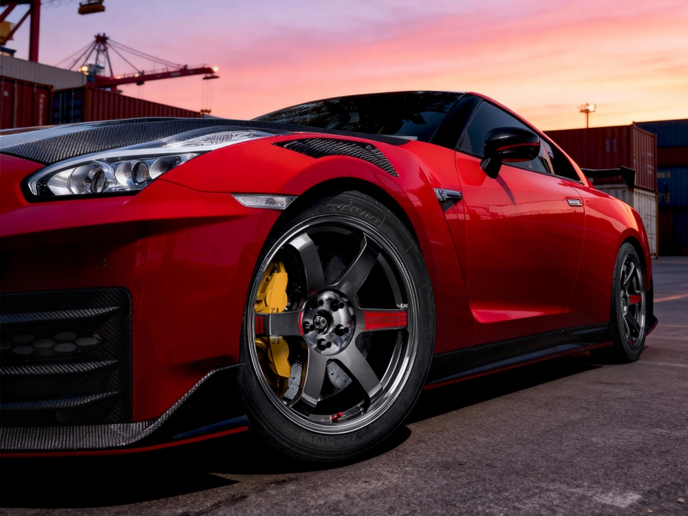 Volk Racing TE37 SAGA SL M-SPEC on Nissan GT-R Nismo - wheel detail