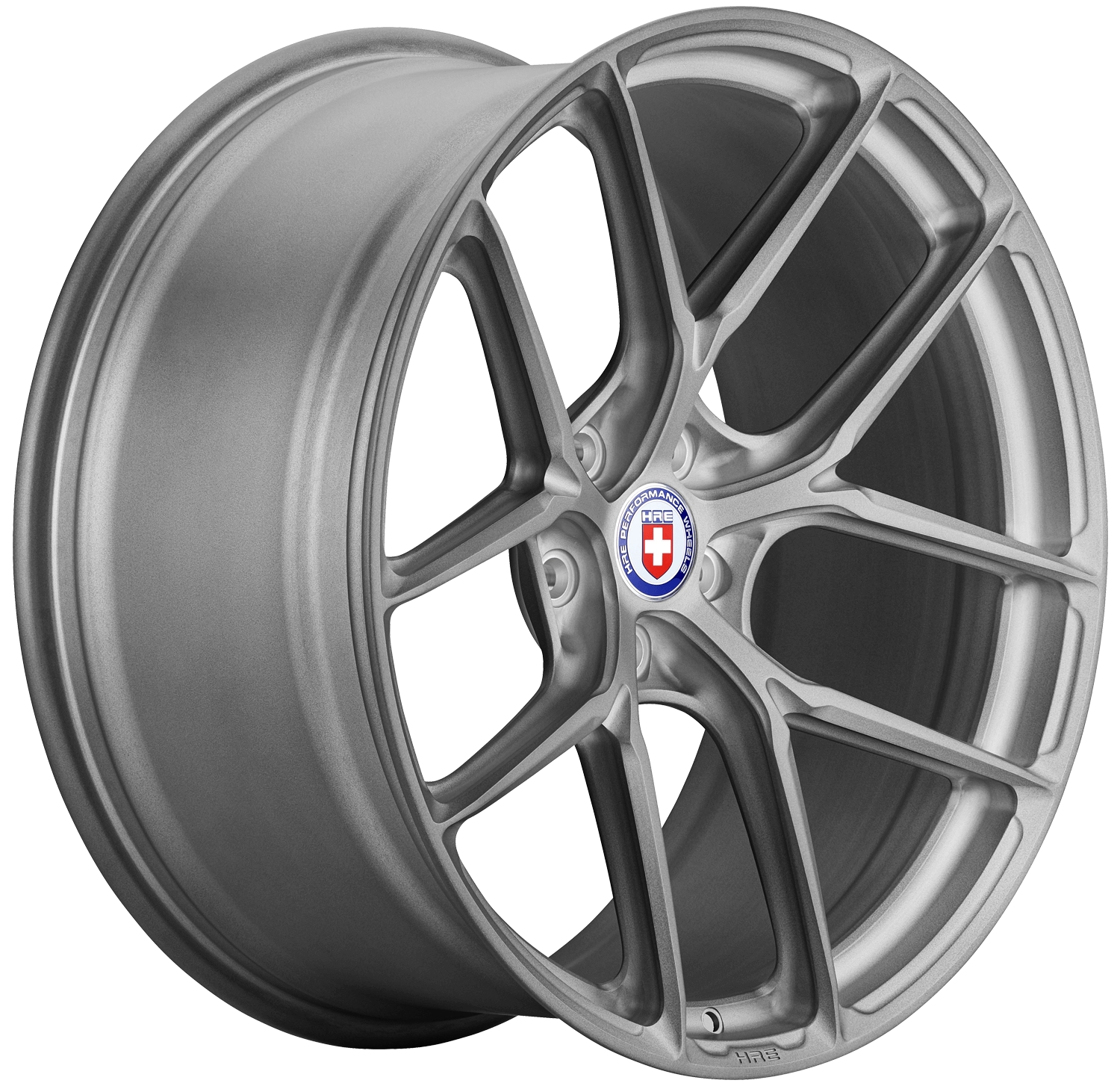 HRE P106SC forged monoblock wheel - 3/4 angle render in Brushed Dark Clear