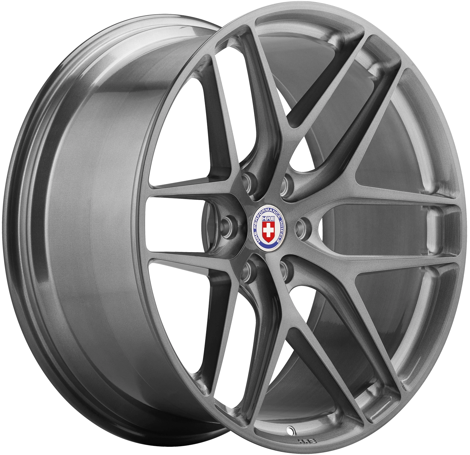 HRE P161 forged monoblock wheel - 3/4 angle render in Brushed Dark Clear