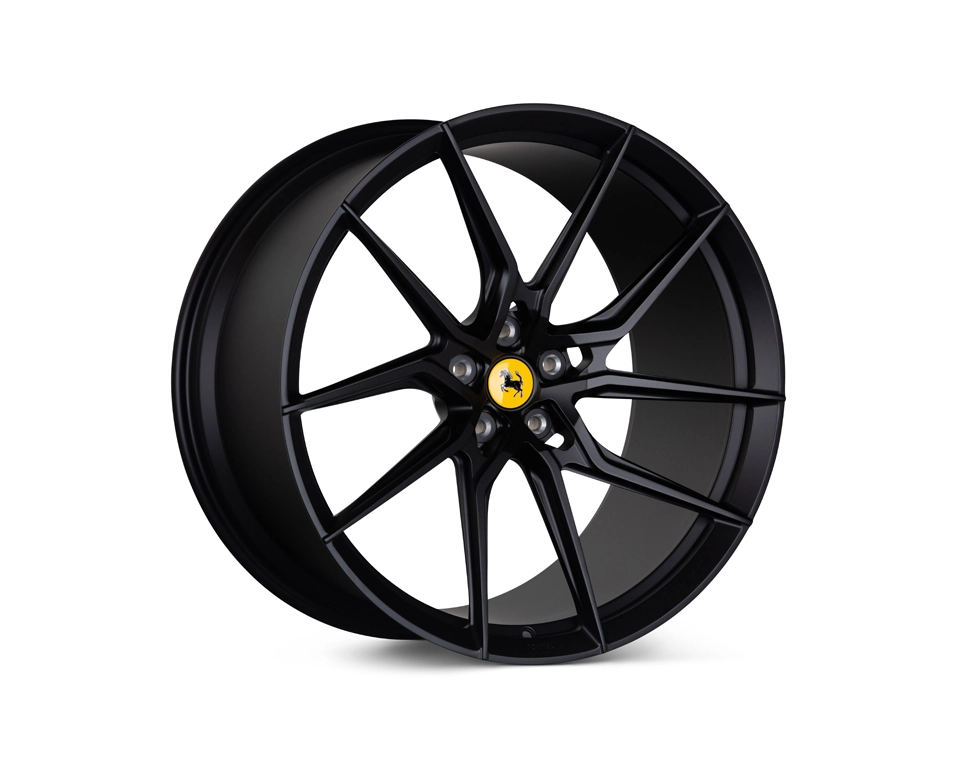 Vossen NF8 in Satin Black - front face render showing concave spoke layout