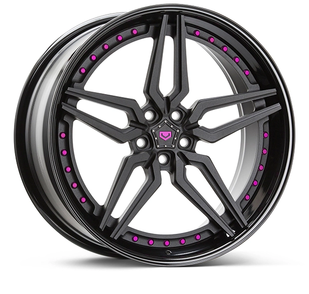 Vossen M-X1 (3-Piece) three-piece forged wheel in Gloss Clear - 3/4 angle render facing right