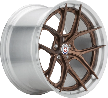 HRE S101SC in Frozen Polished Bronze center and Brushed Clear FMR barrel - 3/4 angle render