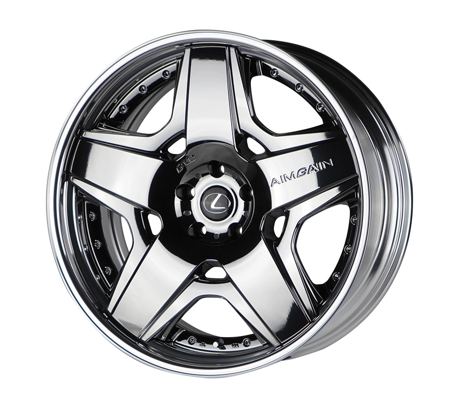 Aimgain GLD wheel in Super Black Chrome - 3/4 render