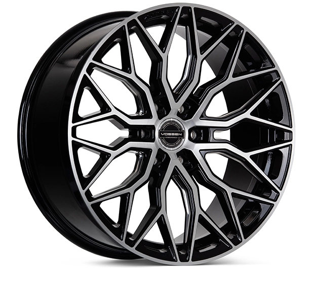 Vossen HF6-3 in Brushed Gloss Black finish - 3/4 render
