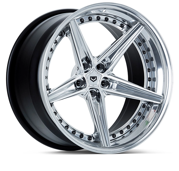 Vossen M-X5 (3-Piece) three-piece forged wheel in Gloss Clear - 3/4 angle render facing right