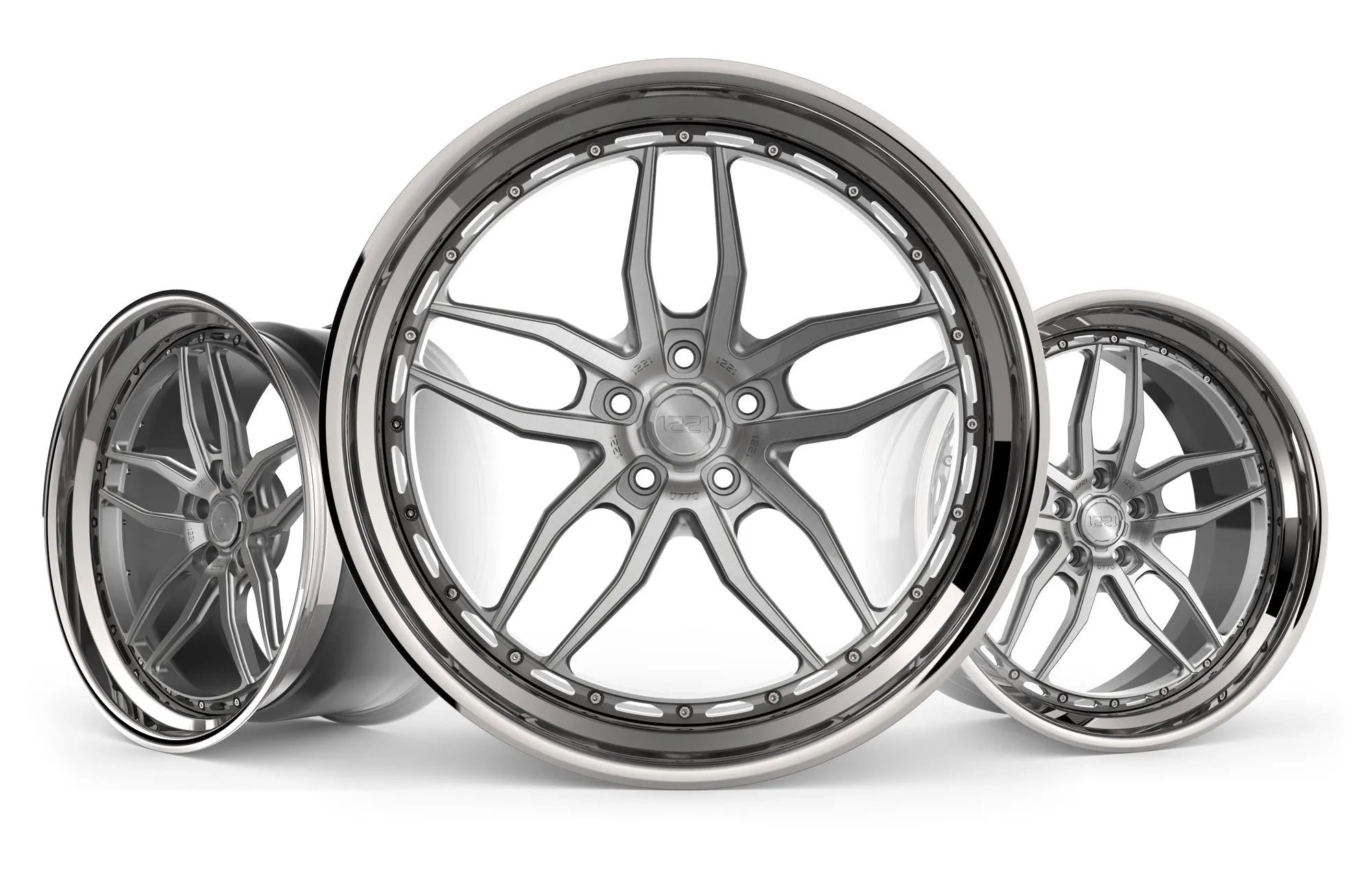 1221 Wheels 0770 AP3X APEX3.0 three-piece forged wheel - 3/4 angle render
