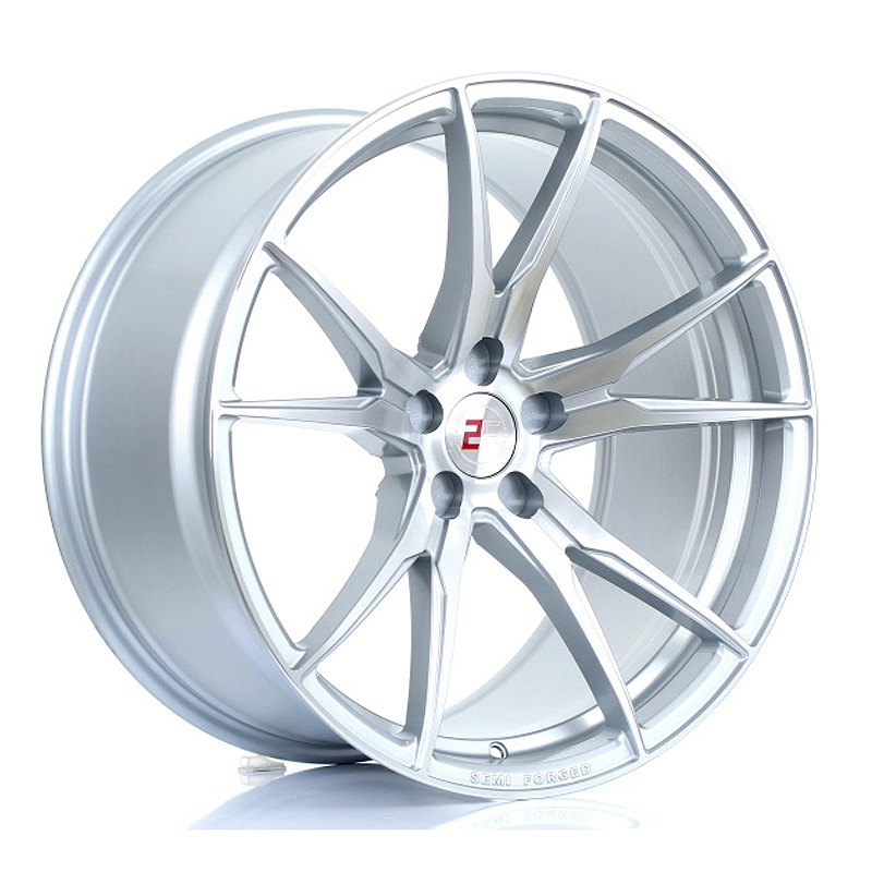 2Forge ZF2 flow-formed wheel in Gloss Silver - 3/4 angle render