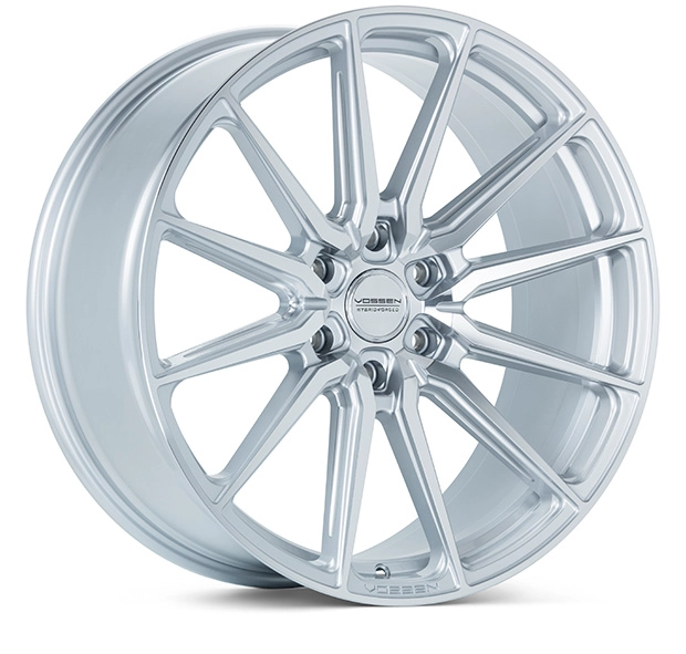 Vossen HF6-1 flow-formed wheel in Silver Polished - 3/4 angle render