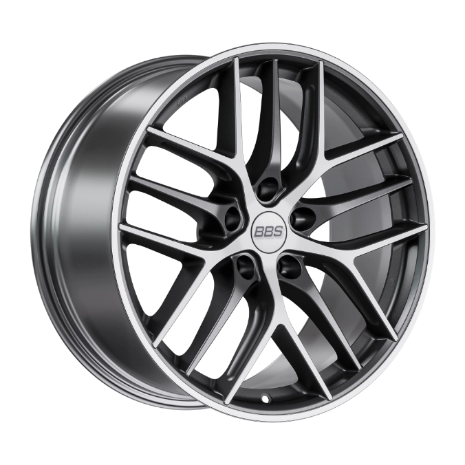 BBS CC-R in Satin Graphite Diamond-Cut finish - 3/4 render