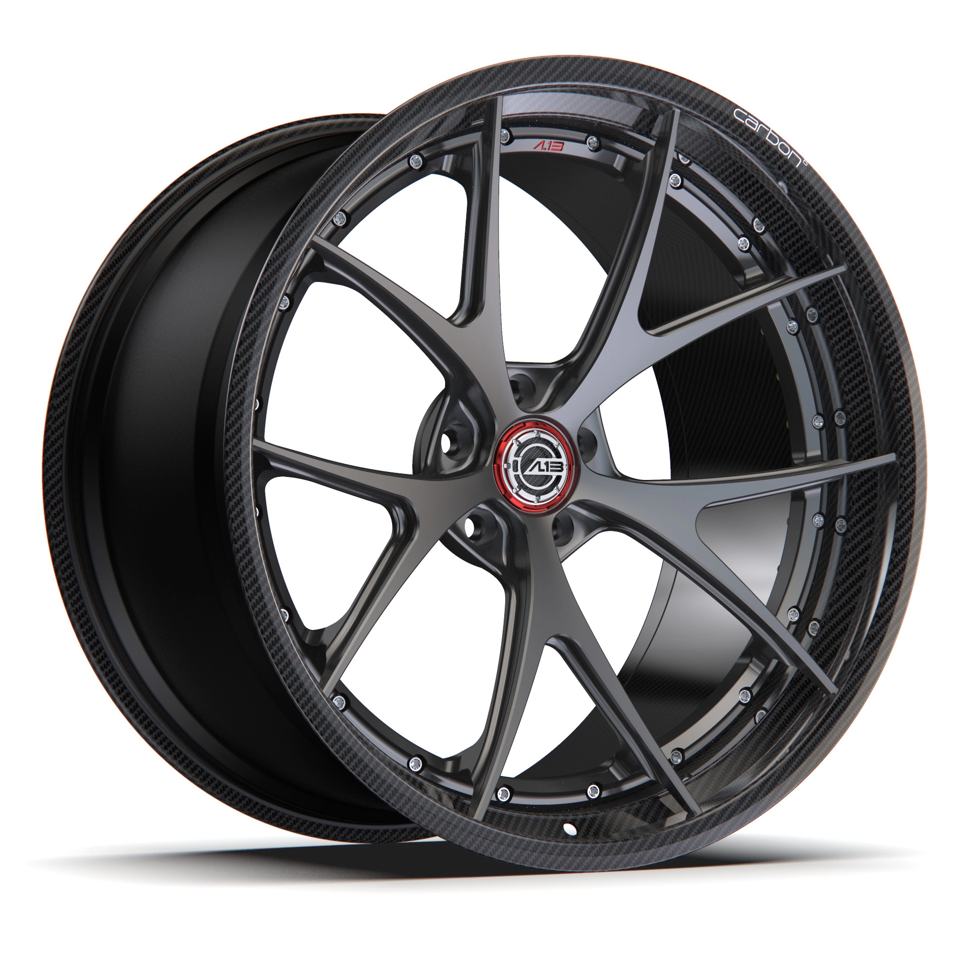 AL 13 D011 Carbon6 forged wheel - 3/4 angle render