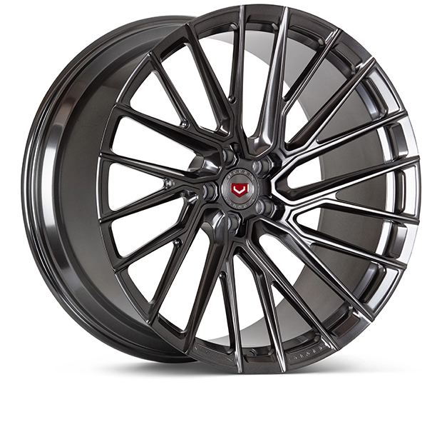 Vossen EVO-6T (Monoblock) forged monoblock wheel in Dark Smoke - 3/4 angle render facing right
