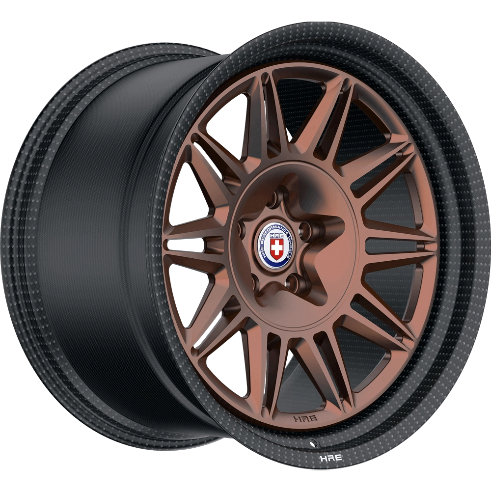 HRE 528 CRBN forged two-piece wheel with carbon fiber barrel - 3/4 angle render