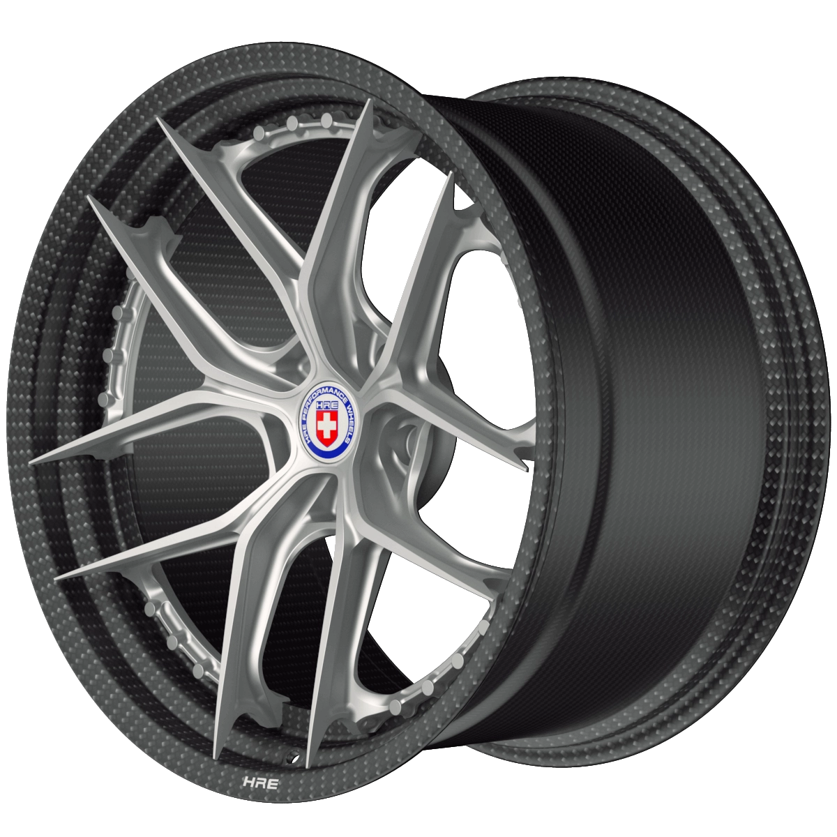 HRE Performance Wheels HX101 CRBN 2-piece forged wheel - 3/4 angle render