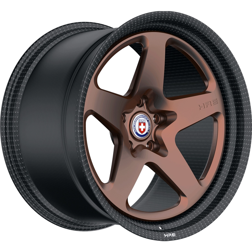 HRE 527 CRBN forged two-piece wheel with carbon fiber barrel - 3/4 angle render