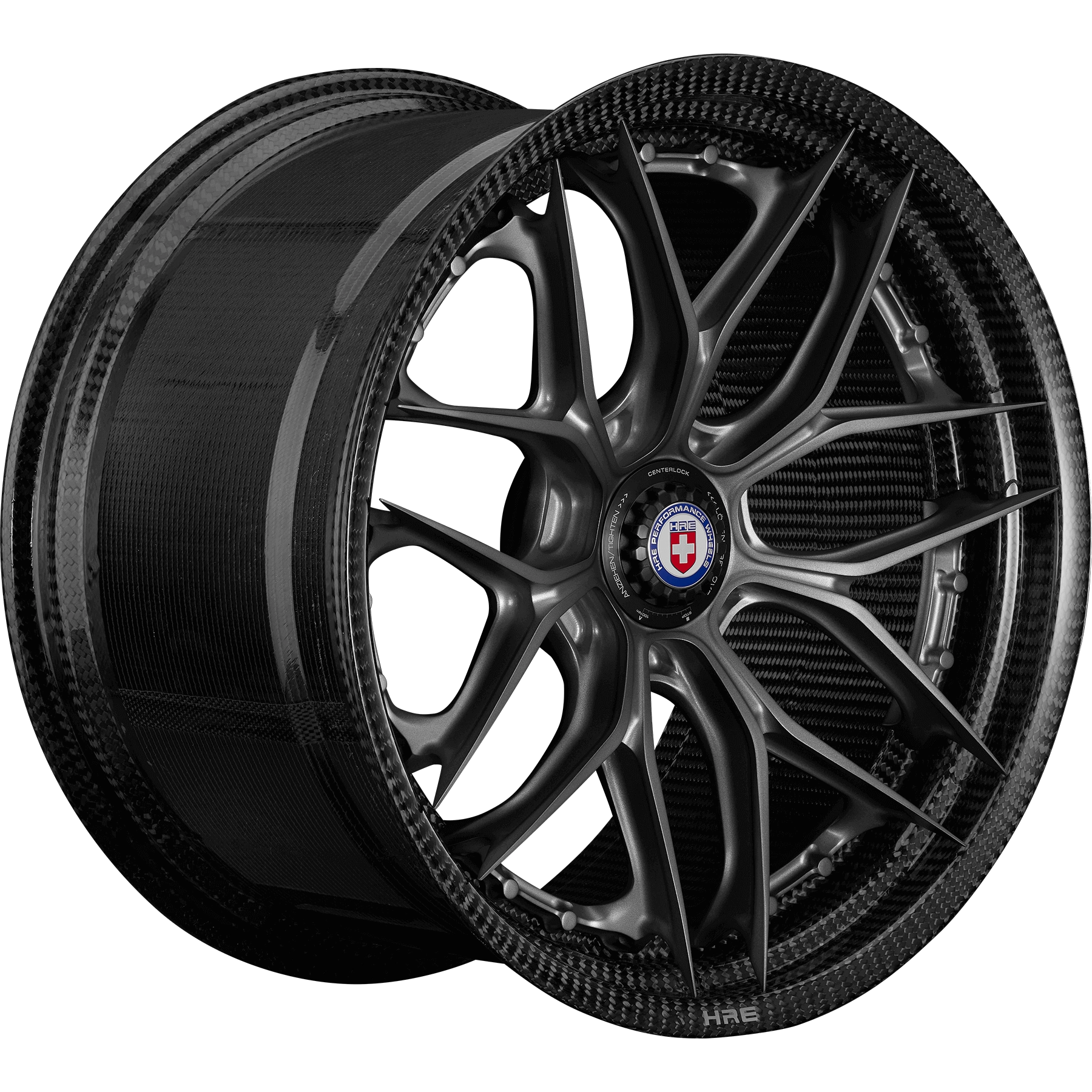 HRE Performance Wheels HX100 CRBN 2-piece forged wheel - 3/4 angle render