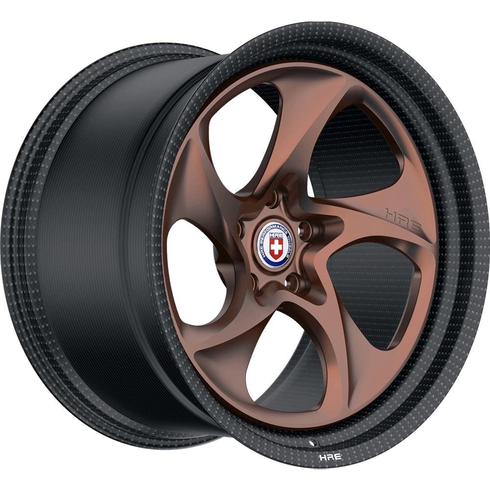 HRE 522 CRBN forged two-piece wheel with carbon fiber barrel - 3/4 angle render