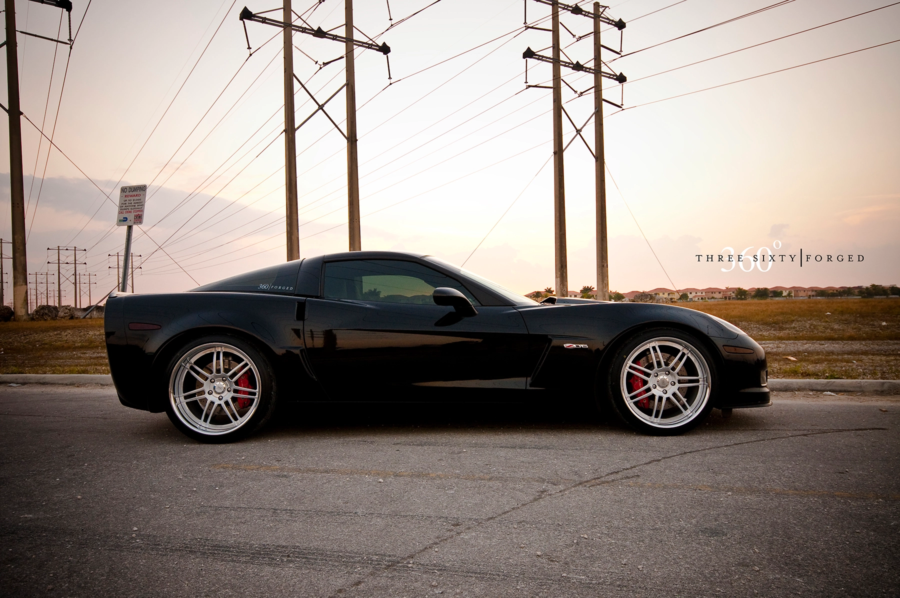 360 Forged Split 7 Competition wheels on Corvette Z06 - side view