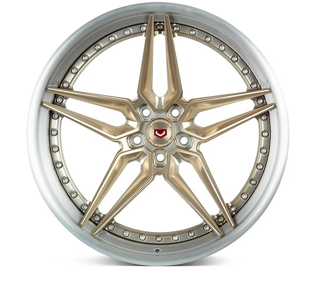 Vossen EVO-1 3-piece forged wheel - 3/4 front render in Patina Gold