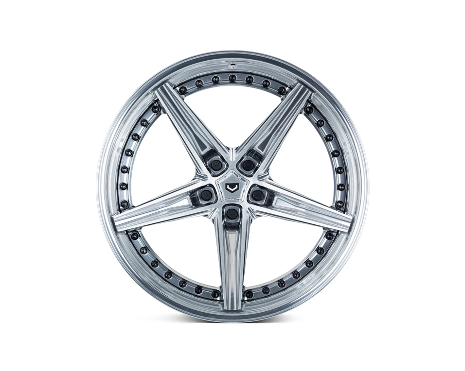 Vossen M-X5 (3-Piece) spoke and barrel profile detail in Gloss Clear finish