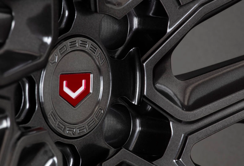 Vossen EVO-6T (Monoblock) angular spoke detail in Dark Smoke finish