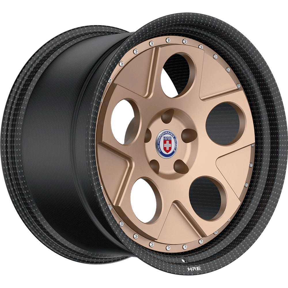HRE 454 CRBN forged two-piece wheel with carbon fiber barrel - 3/4 angle render