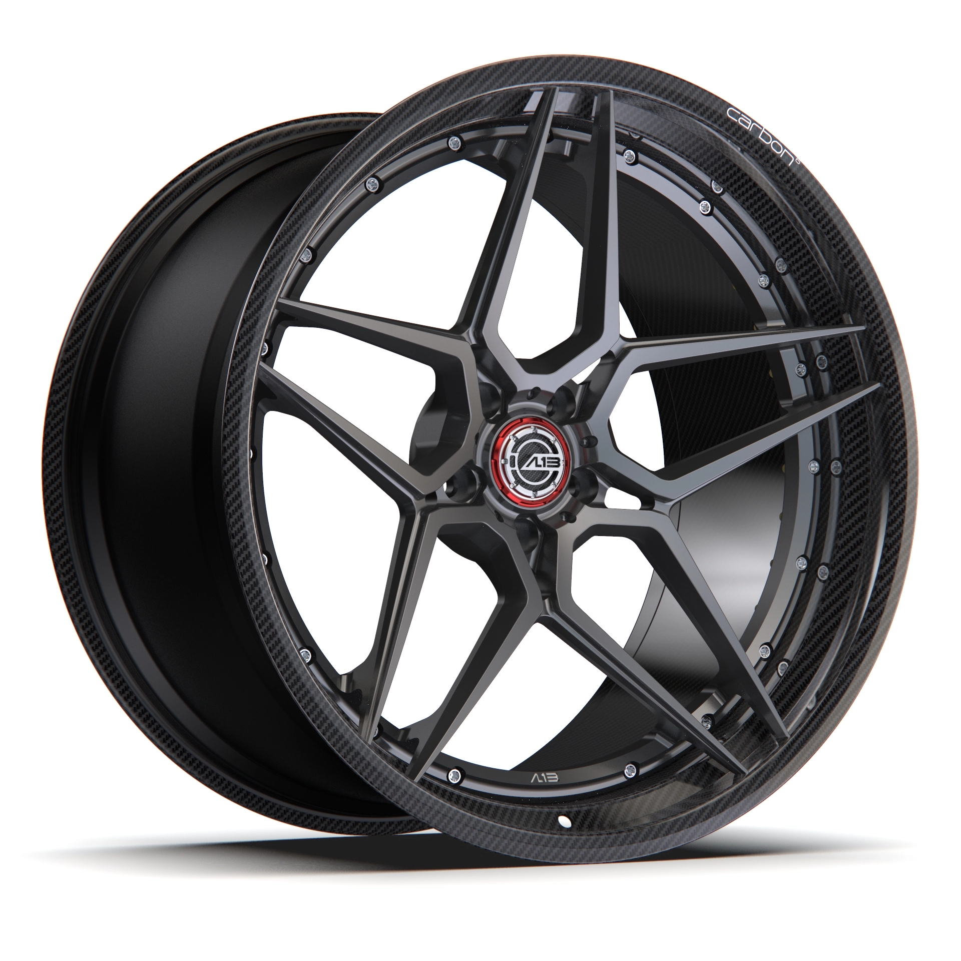 AL 13 D002 Carbon6 forged wheel - 3/4 angle render